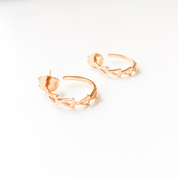 Jewelry - 18K Gold Plated Boho Hoops w/ Triangles
